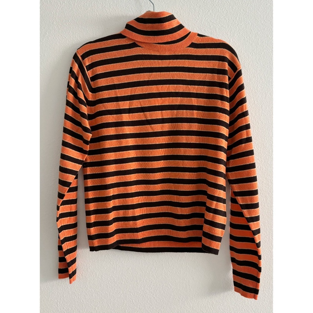 MARNI x Uniqlo Orange Black Striped 100% Cashmere Turtleneck Sweater Small